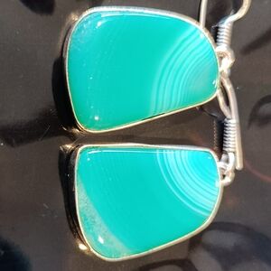 Green Stone Drop Earrings